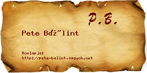 Pete Bálint névjegykártya