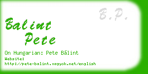 balint pete business card