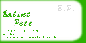 balint pete business card